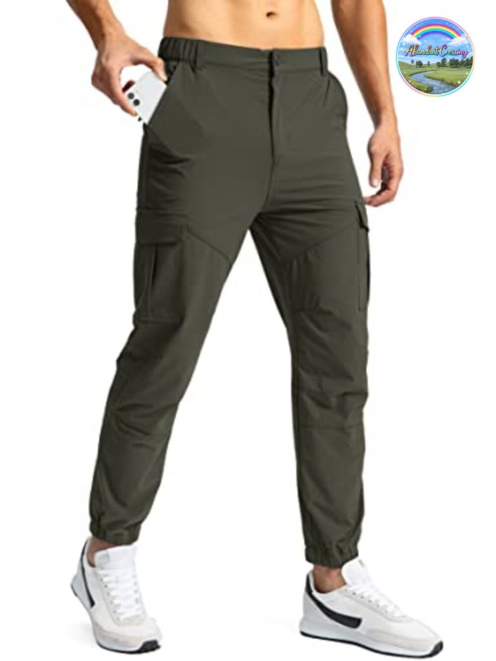 Men's Hiking Cargo Pants Slim Fit Stretch Joggers 7 Pockets Work Golf